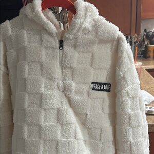 Peace & Love white Sherpa Hoodie